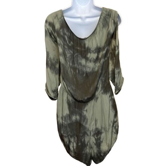 Don't Ask Why Women's Tie-Dye Cold Shoulder Blouson Green Romper One Size - Picture 4 of 8